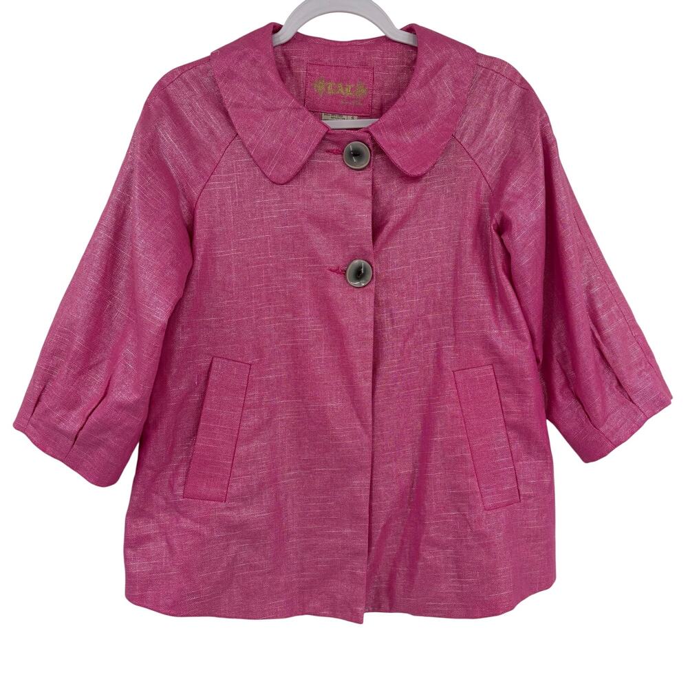 TAL Live a Little Linen Blend Pink Jacket Sz S Resort Preppy Coastal Old Money